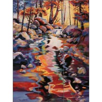 Ceramic Tile Mural Backsplash Cullar Mountain Stream Landscape Art WC119   111907304395